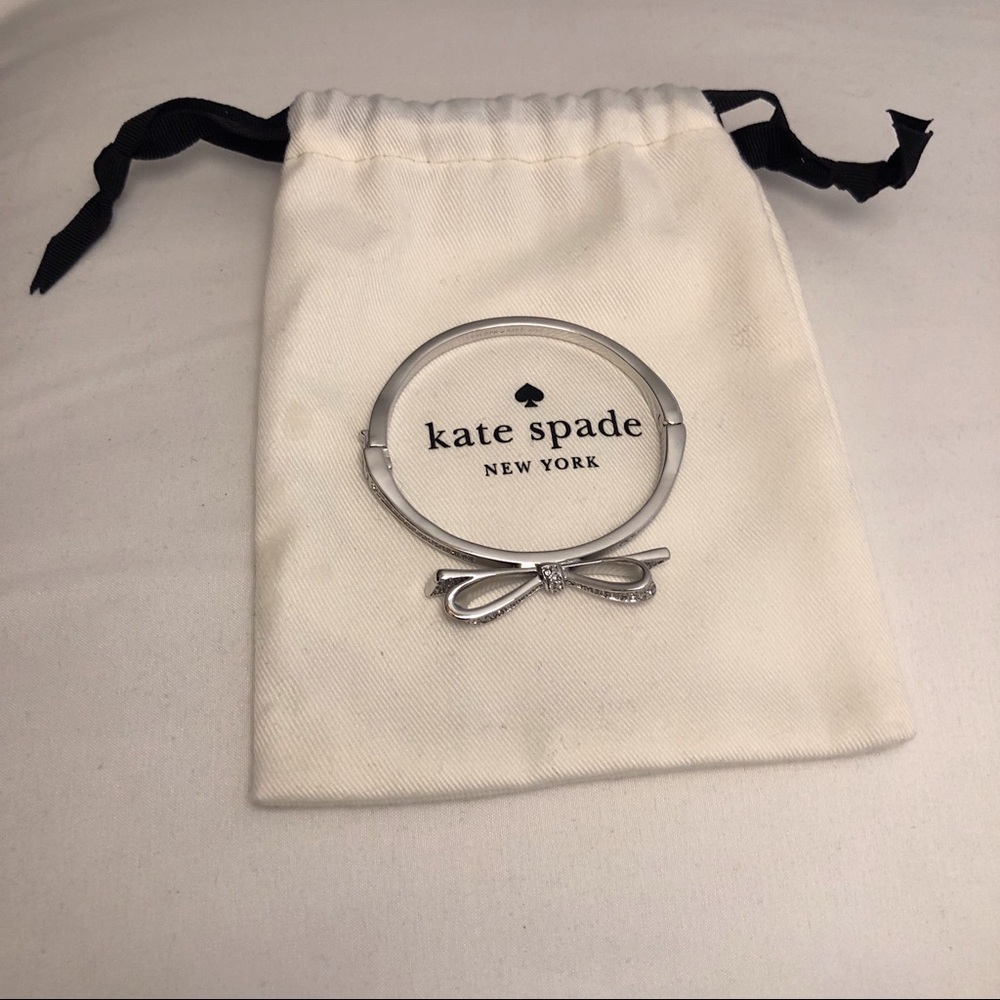 Kate Spade Tied Up Pave Bow Bangle Bracelet Silver